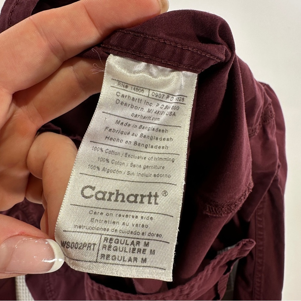 Carhartt western pearl snap shirt cotton workwear burgundy regular M - Picture 6 of 11